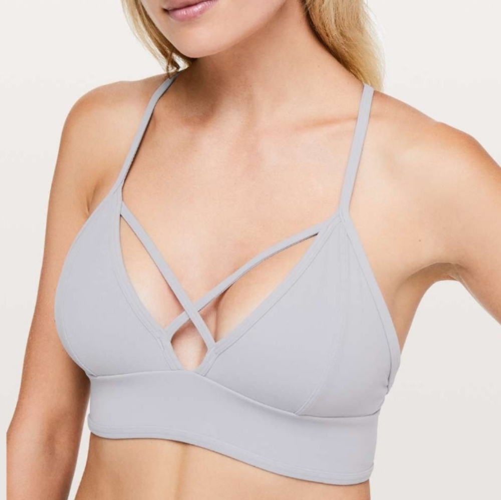 lululemon athletica Light Gray Strappy Sports Bra